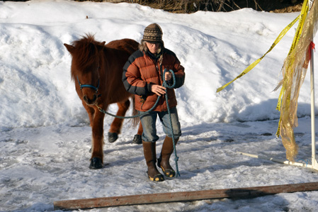 Alys and Tyra on a cold, ice, windy day